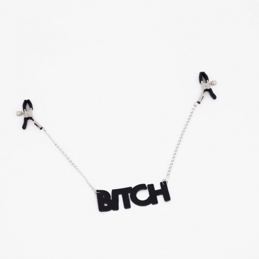 Зажимы на соски с кожаной подвеской Bitch - Crazy Handmade - купить с доставкой в Ессентуках