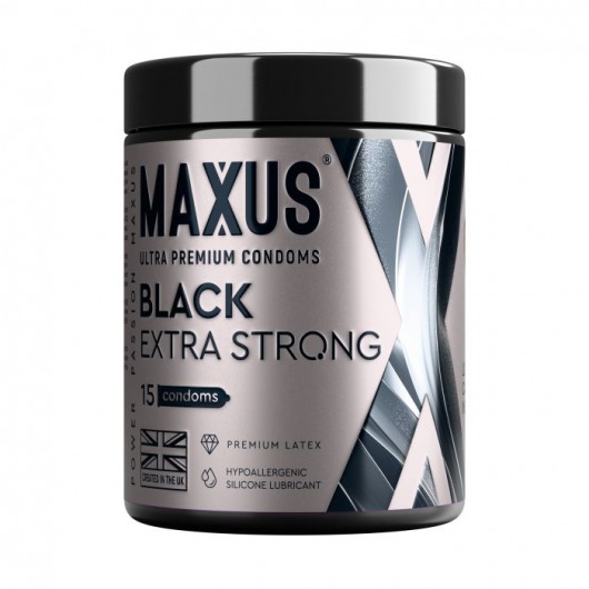 Черные утолщенные презервативы MAXUS Extra Strong с железным кейсом - 15 шт. - Maxus - купить с доставкой в Ессентуках