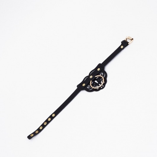 Черный чокер с клепками и золотистой фурнитурой - Crazy Handmade - купить с доставкой в Ессентуках