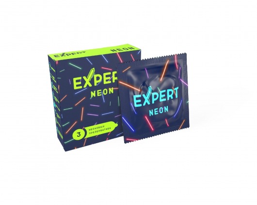 Светящиеся в темноте презервативы Expert Neon - 3 шт. - Expert - купить с доставкой в Ессентуках