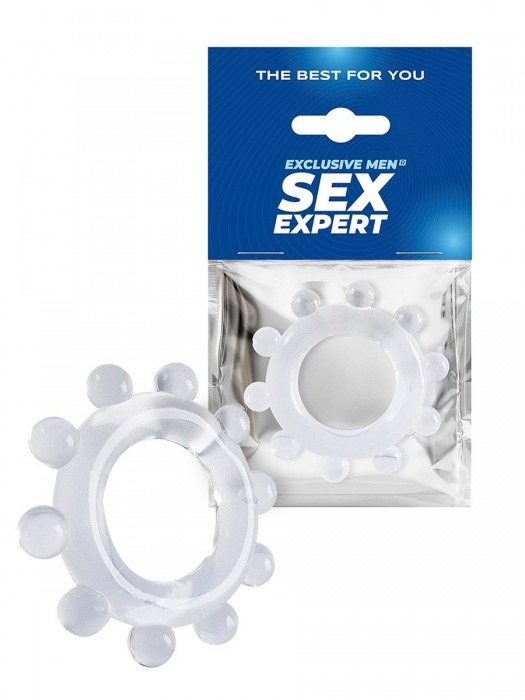 Прозрачное эрекционное кольцо со стимулирующими шариками - Sex Expert - в Ессентуках купить с доставкой