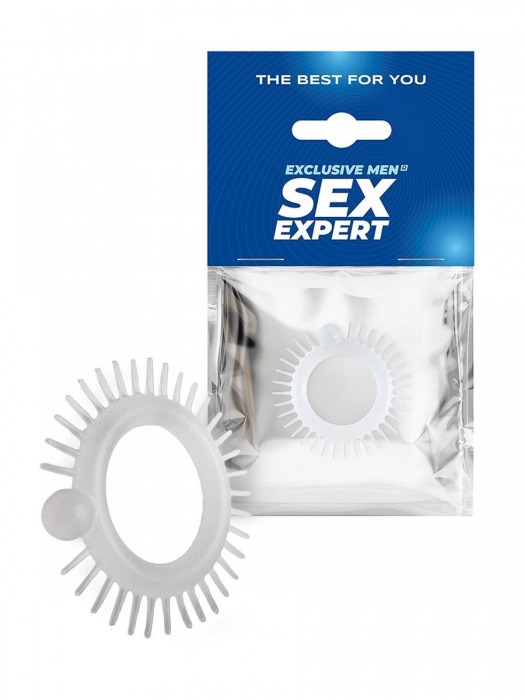 Эластичное эрекционное кольцо с шипиками и шариком - Sex Expert - в Ессентуках купить с доставкой