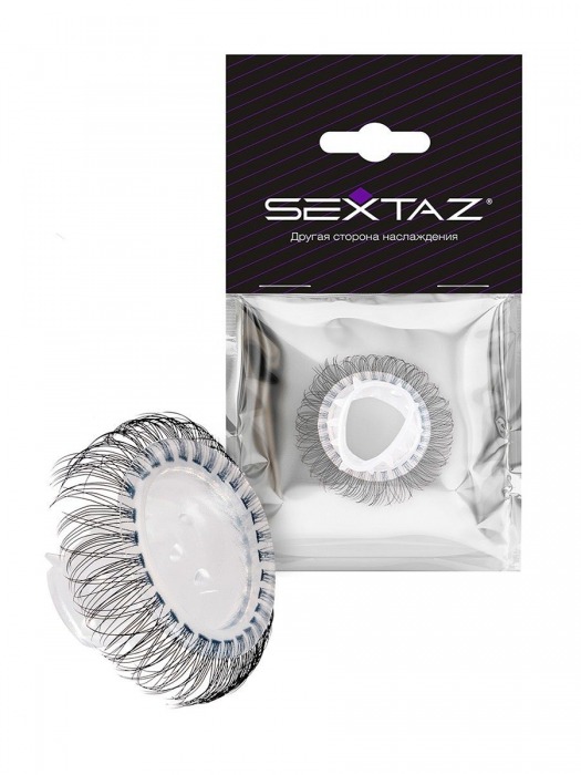 Эластичное эрекционное кольцо с длинными черными «ресничками» - Sextaz - в Ессентуках купить с доставкой