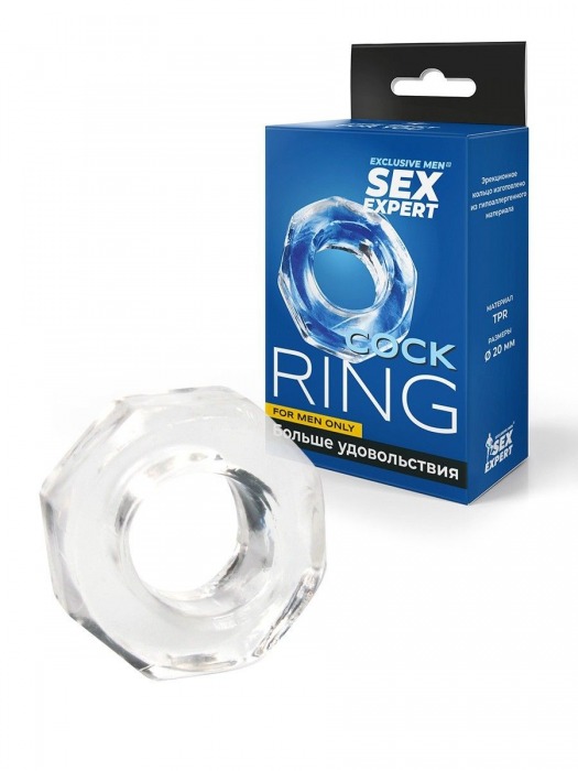 Прозрачное эрекционное кольцо в форме гайки - Sex Expert - в Ессентуках купить с доставкой
