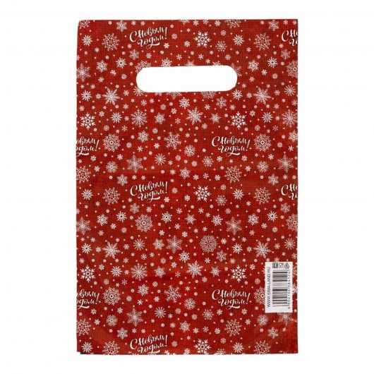 Красный подарочный новогодний пакет с вырубной ручкой (20х30 см) - Сима-Ленд - купить с доставкой в Ессентуках