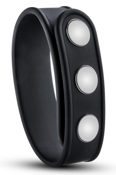 Черное эрекционное кольцо на кнопках - Blush Novelties - в Ессентуках купить с доставкой