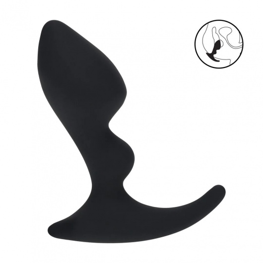 Черная анальная пробка для массажа простаты Double Ripple Silicone Prostate Massager - Shots Media BV - в Ессентуках купить с доставкой