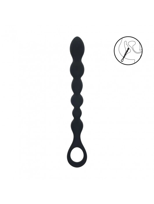 Черная силиконовая цепочка Beaded Snake Silicone Anal Probe with Loop - 26 см. - Shots Media BV