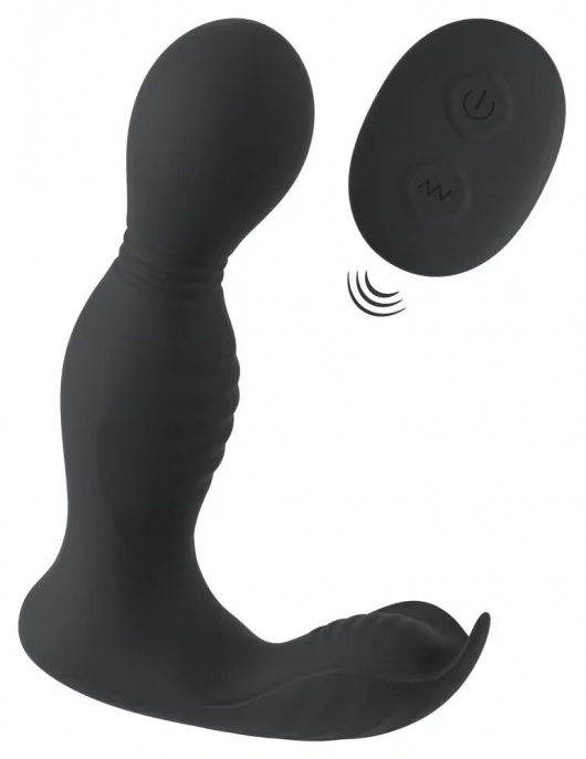 Черная анальная пробка с вибрацией, вращением и пультом ДУ RC Butt Plug with 2 Functions - Orion - в Ессентуках купить с доставкой