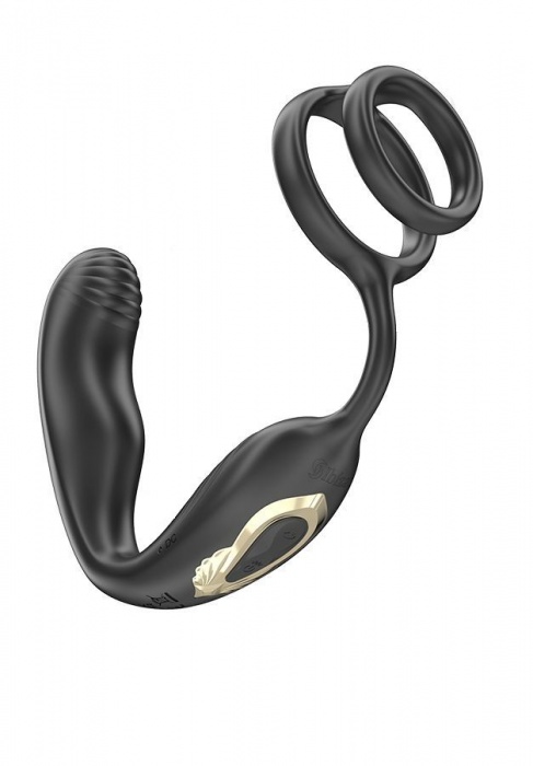 Черная анальная пробка с вращением и эрекционными кольцами - Ibiza - в Ессентуках купить с доставкой