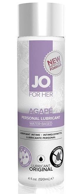 Женский лубрикант на водной основе JO AGAPE LUBRICANT ORIGINAL - 120 мл. - System JO - купить с доставкой в Ессентуках
