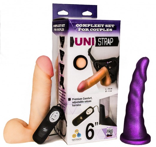 Вибрострапон с двумя насадками UniStrap - 18 и 18 см. - LOVETOY (А-Полимер) - купить с доставкой в Ессентуках