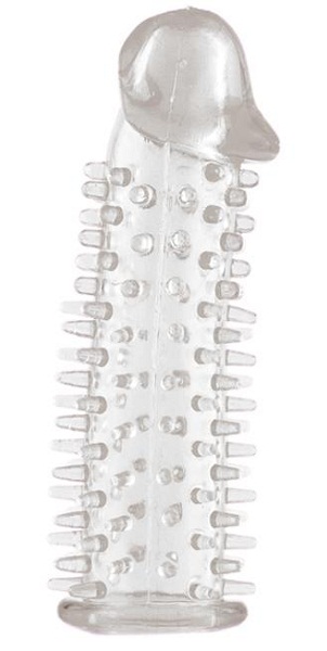 Прозрачная насадка на половой член с закрытой головкой и шипами - 12,5 см. - Toyfa Basic - в Ессентуках купить с доставкой