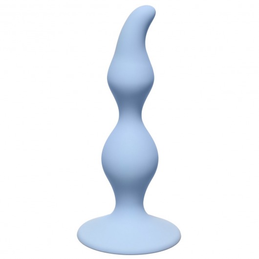 Голубая анальная пробка Curved Anal Plug Blue - 12,5 см. - Lola Games