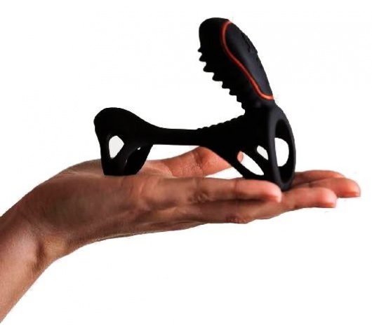 Чёрная насадка на фаллос Gladiator + LRS  с трехкнопочным пультом управления - Adrien Lastic - в Ессентуках купить с доставкой