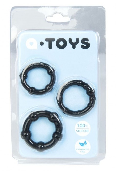 Набор из 3 чёрных эрекционных колец A-toys - A-toys - в Ессентуках купить с доставкой
