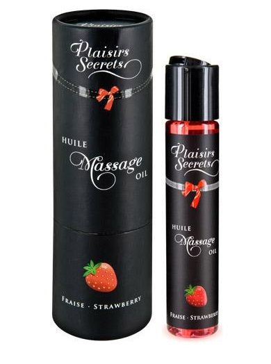 Массажное масло с ароматом клубники Huile de Massage Gourmande Fraise des Bois - 59 мл. - Plaisir Secret - купить с доставкой в Ессентуках