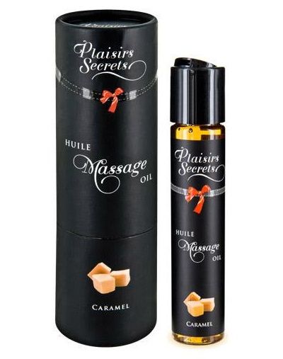 Массажное масло с ароматом карамели Huile de Massage Gourmande Caramel - 59 мл. - Plaisir Secret - купить с доставкой в Ессентуках