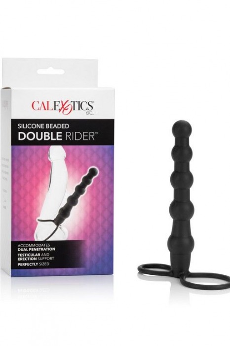 Насадка на пенис для двойного проникновения Silicone Beaded Double Rider - 14 см. - California Exotic Novelties - в Ессентуках купить с доставкой