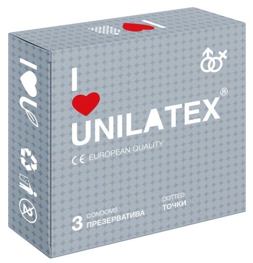 Презервативы с точками Unilatex Dotted - 3 шт. - Unilatex - купить с доставкой в Ессентуках