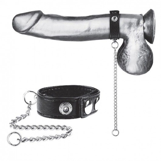 Утяжка на пенис с поводком Snap Cock Ring With 12  Leash - BlueLine - купить с доставкой в Ессентуках