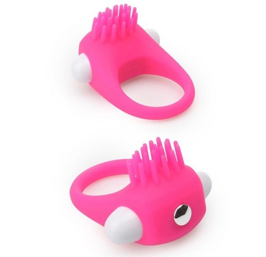 Розовое эрекционное кольцо с щеточкой LIT-UP SILICONE STIMU RING 5 - Dream Toys - в Ессентуках купить с доставкой