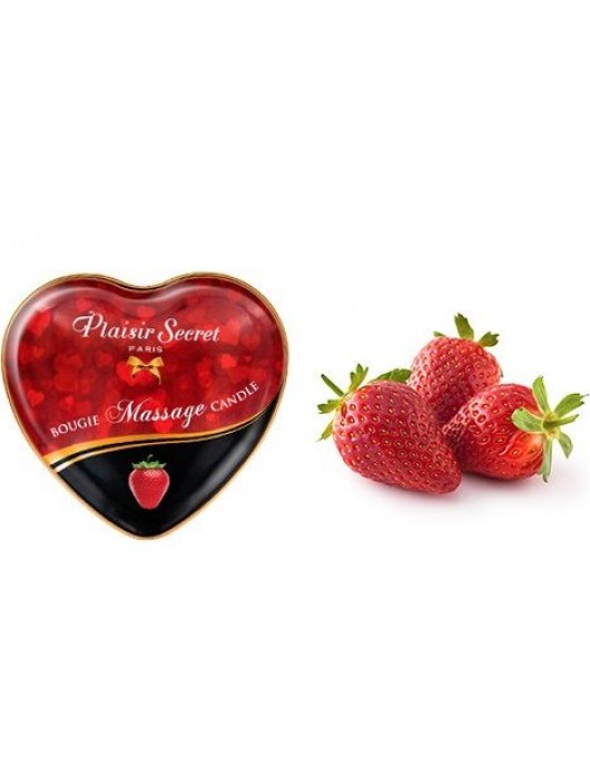 Массажная свеча с ароматом клубники Bougie Massage Candle - 35 мл. - Plaisir Secret - купить с доставкой в Ессентуках