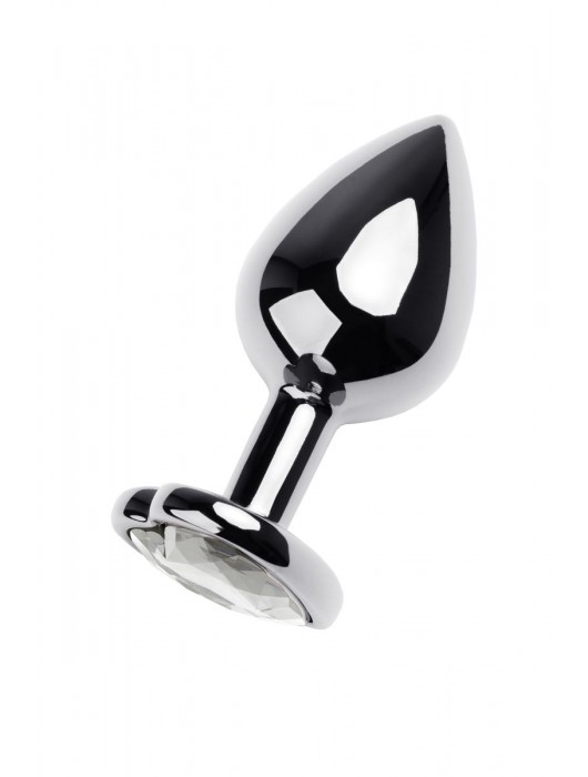 Серебристая анальная пробка с прозрачным кристаллом-сердцем - 8 см. - ToyFa - купить с доставкой в Ессентуках