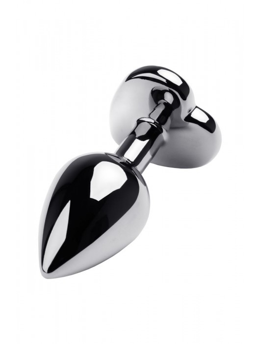 Серебристая анальная пробка с прозрачным кристаллом-сердцем - 8 см. - ToyFa - купить с доставкой в Ессентуках